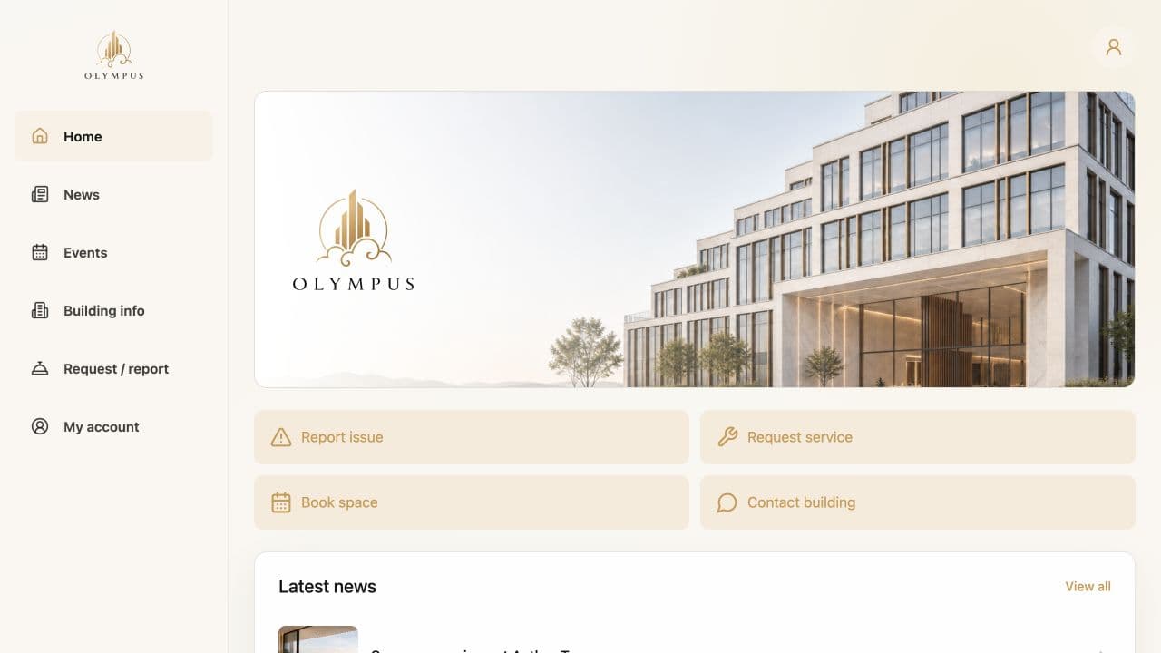The Olympus tenant site prepared for launch